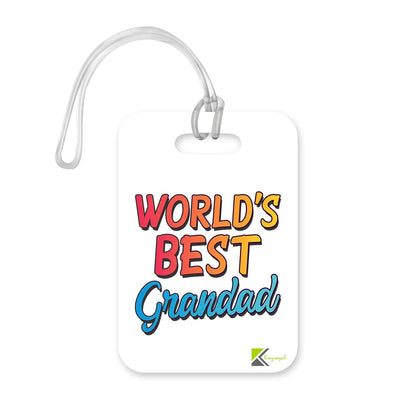 LT425 World's Best Grandad Novelty Funny Unique Designer Gift, Suitcase, Glossy Plastic Luggage Tag for Grandad