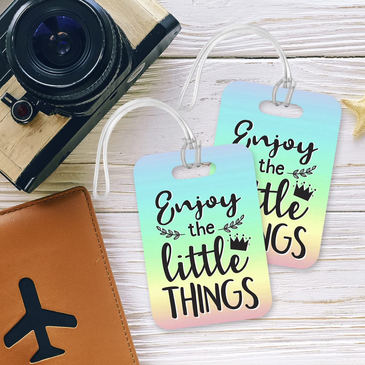 LT172 Enjoy The Little Things Novelty Funny Unique Designer Gift Glossy Plastic Suitcase Luggage Tag