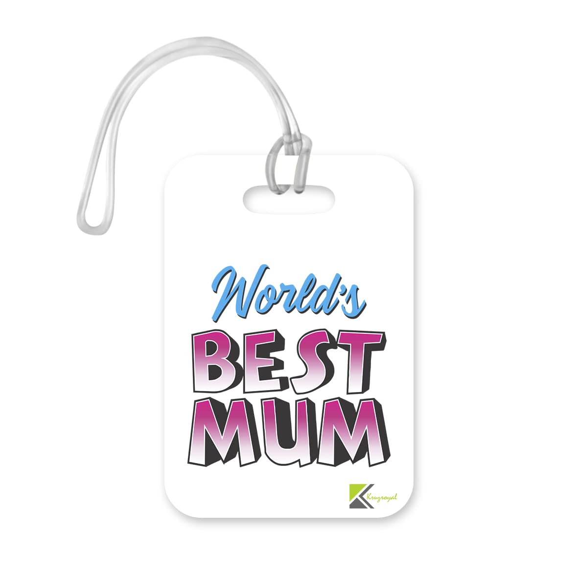 LT414 World's Best Mum Novelty Funny Unique Designer Gift, Suitcase, Glossy Plastic Luggage Tag for Mum