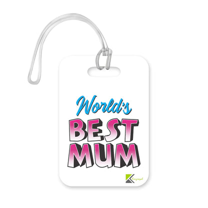LT414 World's Best Mum Novelty Funny Unique Designer Gift, Suitcase, Glossy Plastic Luggage Tag for Mum