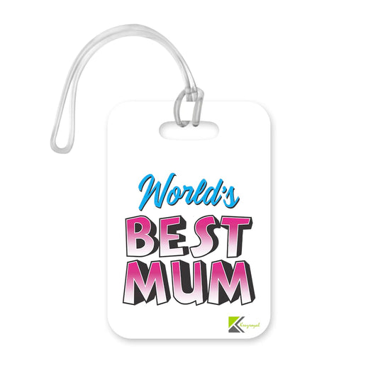 LT414 World's Best Mum Novelty Funny Unique Designer Gift, Suitcase, Glossy Plastic Luggage Tag for Mum