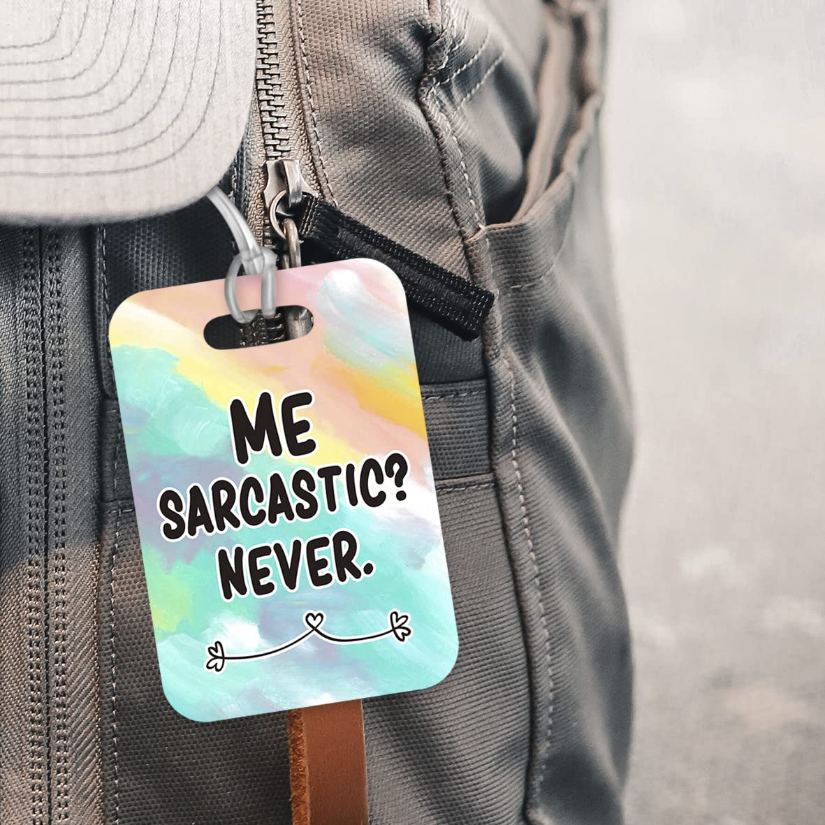 LT229 ME Sarcastic? Never. Novelty Funny Unique Designer Gift Glossy Plastic Suitcase Luggage Tag