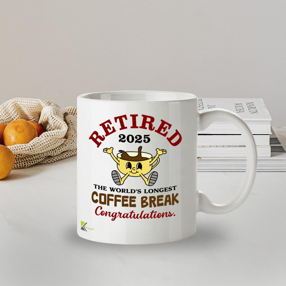 Kruzroyal Retired 2025 Funny Retirement Mug - 11oz Ceramic Cup for Men, Women, Coworkers - World's Longest Coffee Break Gag Gift