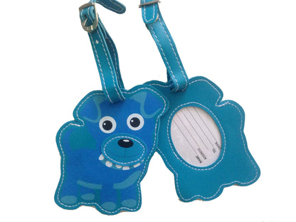 2 x Children Leatherette Luggage Tags (Cat, Puppy, Dog, Frog, Dolphin)