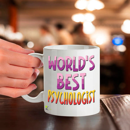 Kruzroyal DZ862 World's Best Psychologist Mug 11oz - White Ceramic Cup for Therapist, Counsellor - Ideal Birthday, Graduation, Thank You Present