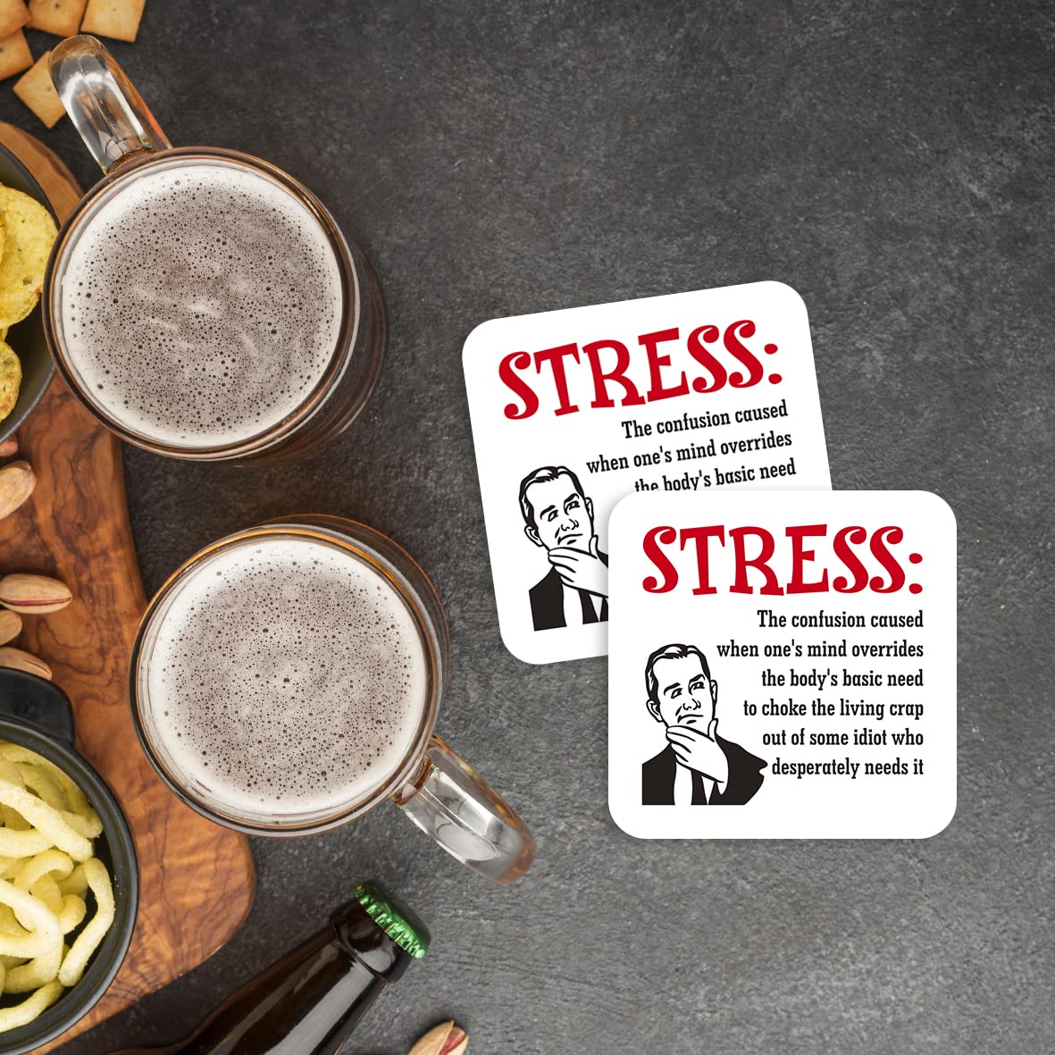 CS625 Definition Stress Novelty Funny Coffee Tea Drink Gift Glossy MDF Wooden Coaster