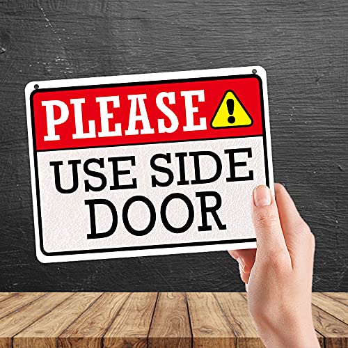 Kruzroyal MP408 Please use side door Funny Novelty Retro Vintage Metal Wall Sign Plaque 20cm x 15cm