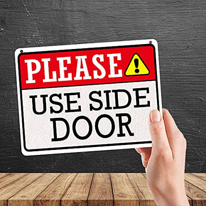 Kruzroyal MP408 Please use side door Funny Novelty Retro Vintage Metal Wall Sign Plaque 20cm x 15cm