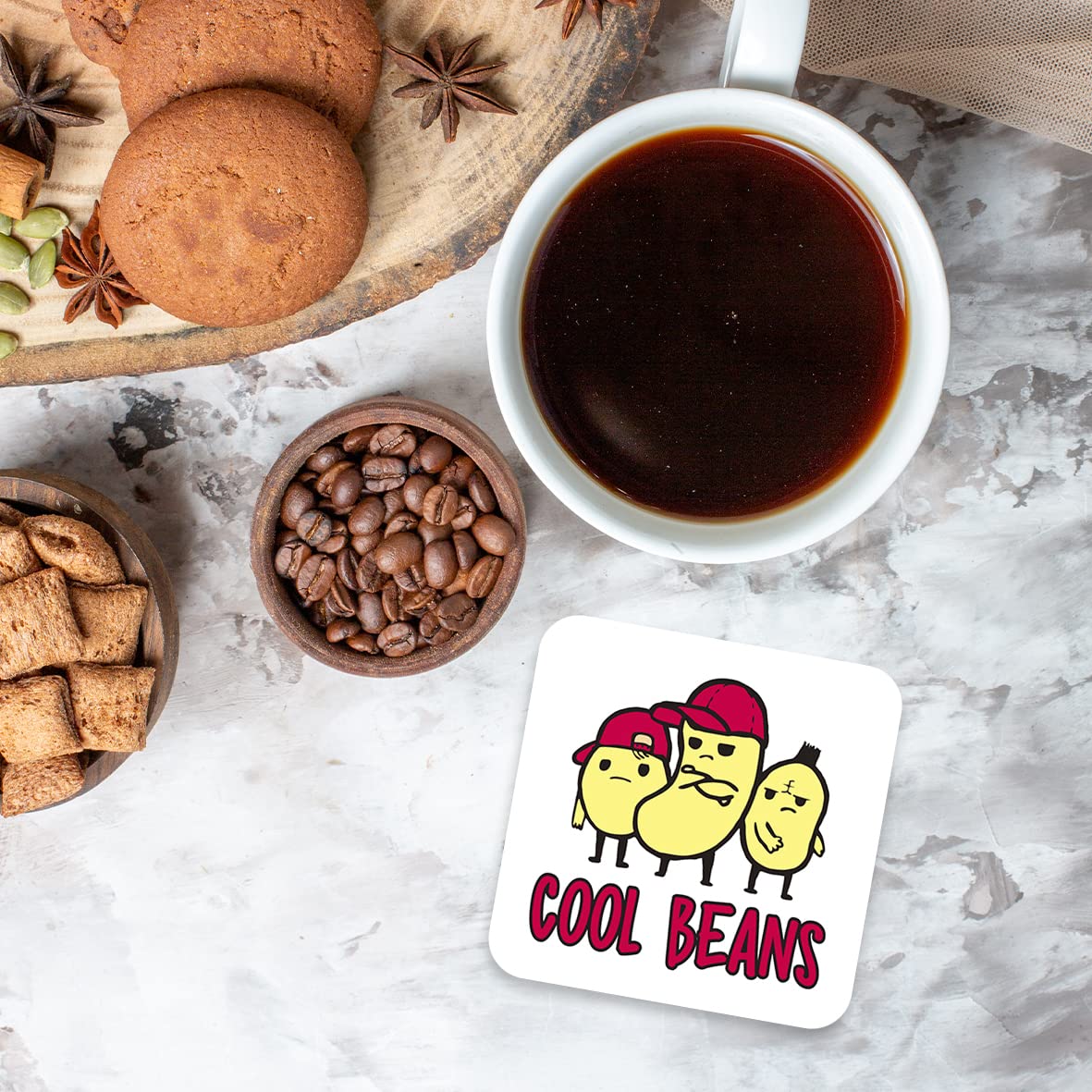 CS747 Cool Beans Novelty Funny Coffee Tea Drink Gift Glossy MDF Wooden Coaster