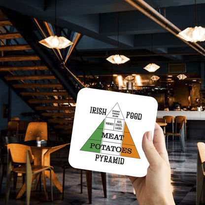CS493 Irish Food Pyramid Novelty Funny Coffee Tea Drink Gift Glossy MDF Wooden Coaster