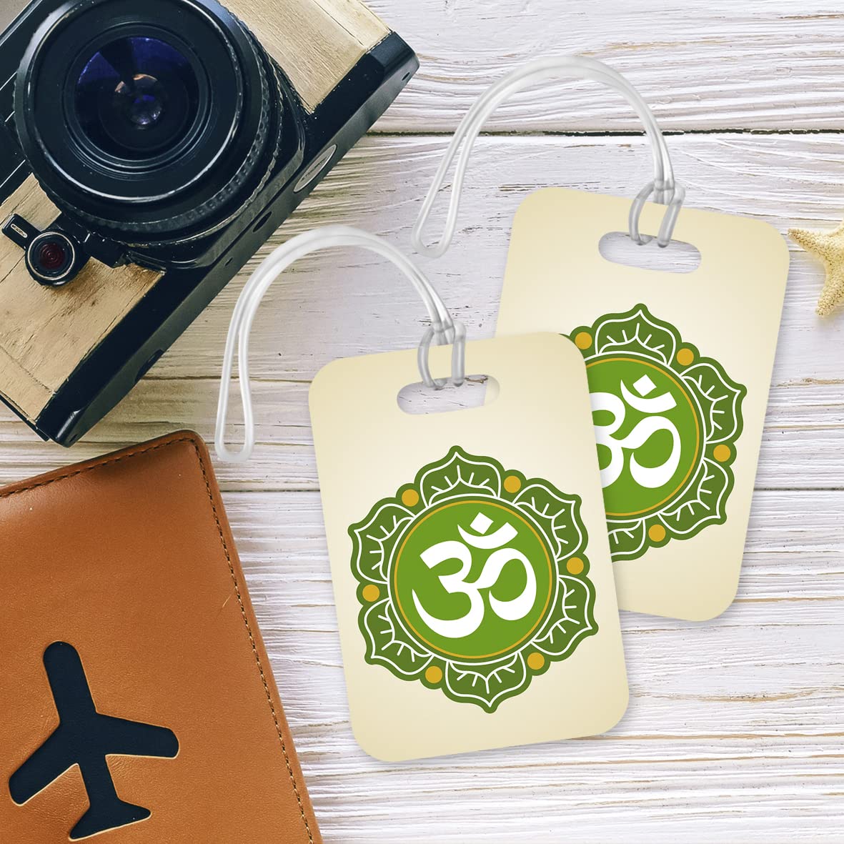 LT197 Ohm Peace Yoga Hindu Novelty Funny Unique Designer Gift Glossy Plastic Suitcase Luggage Tag