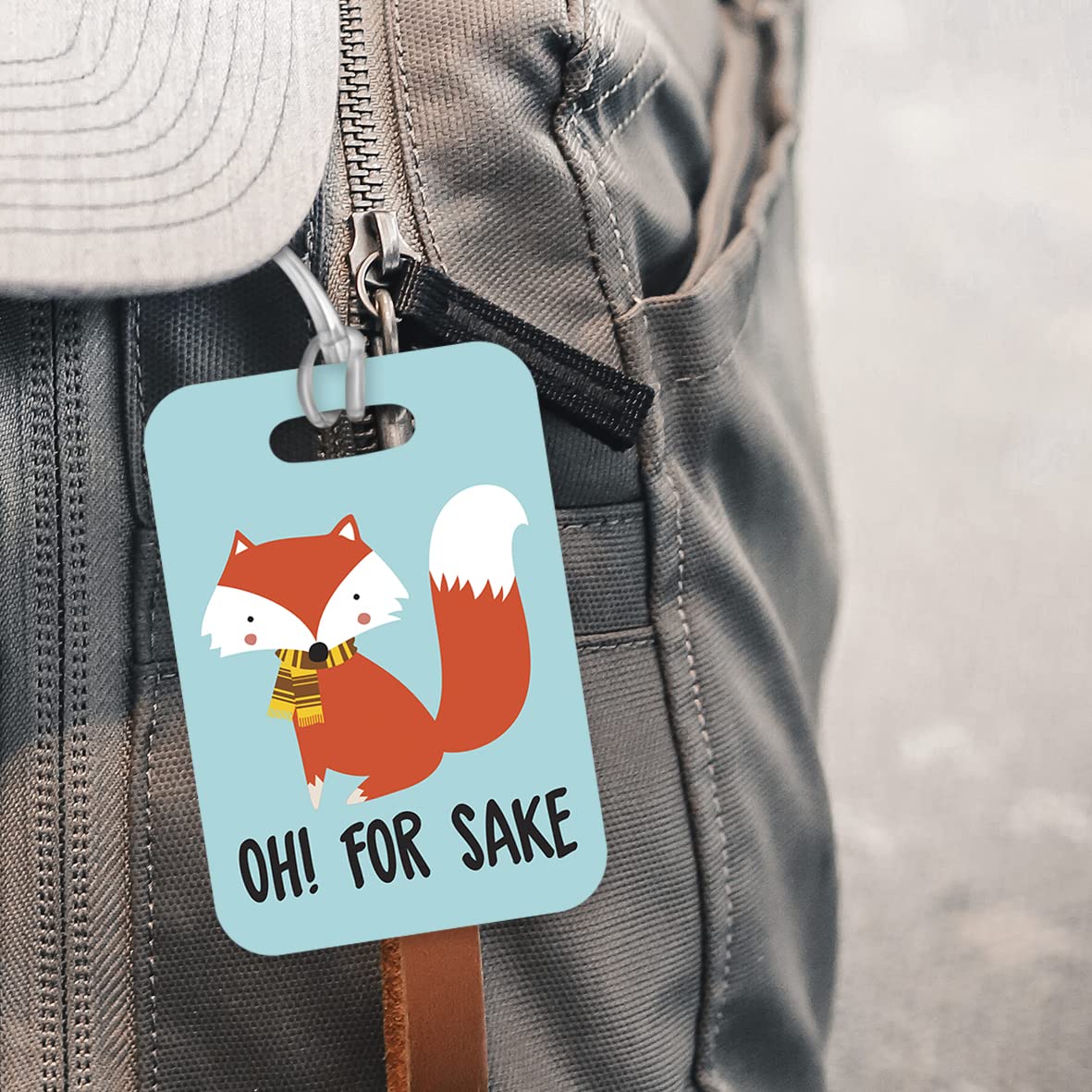 LT127 Oh! for Fox Sake Novelty Funny Unique Designer Gift Glossy Plastic Suitcase Luggage Tag