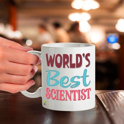 Kruzroyal DZ856 World's Best Scientist Mug 11oz - White Ceramic Cup for Researcher, Chemist - Ideal Birthday, Graduation Present