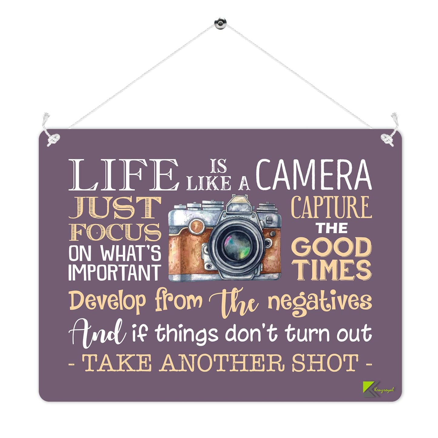 MP283 Life is like a camera quote Funny Novelty Retro Vintage Metal Wall Sign Plaque 20cm x 15cm