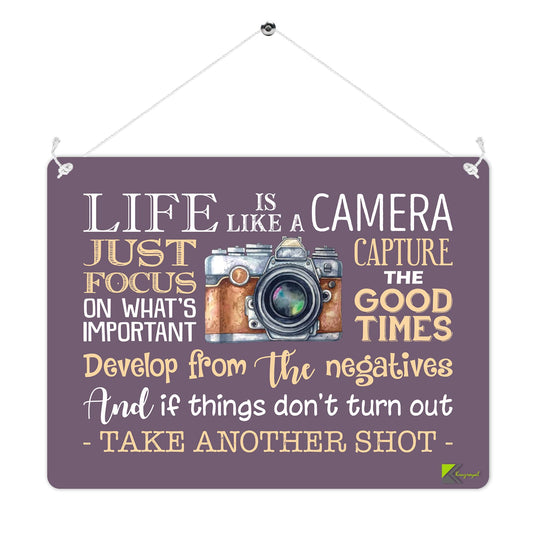 MP283 Life is like a camera quote Funny Novelty Retro Vintage Metal Wall Sign Plaque 20cm x 15cm