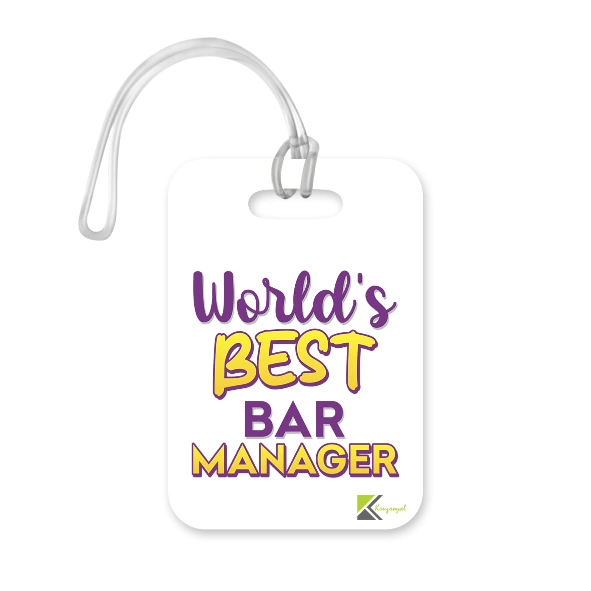 LT495 World's Best Bar Manager Novelty Funny Unique Designer Gift, Suitcase, Glossy Plastic Luggage Tag for Bar Manager