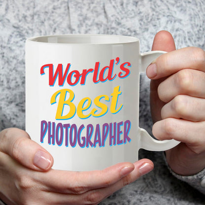 Kruzroyal DZ868 World's Best Photographer Mug 11oz - White Ceramic Cup for Cameraman, Shutterbug - Ideal Birthday, Thank You, Leaving Present