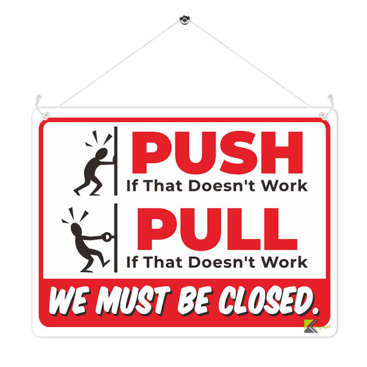 MP286 Push/Pull Shop Door Sign Funny Novelty Retro Vintage Metal Wall Sign Plaque 20cm x 15cm