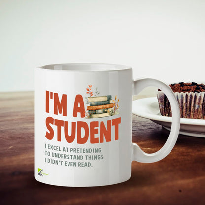 Kruzroyal DZ959 Funny Student Mug - Pretending to Understand Relatable College & University Gift for Exam Stress & Procrastination - Witty Academic Humor - 11oz White Ceramic
