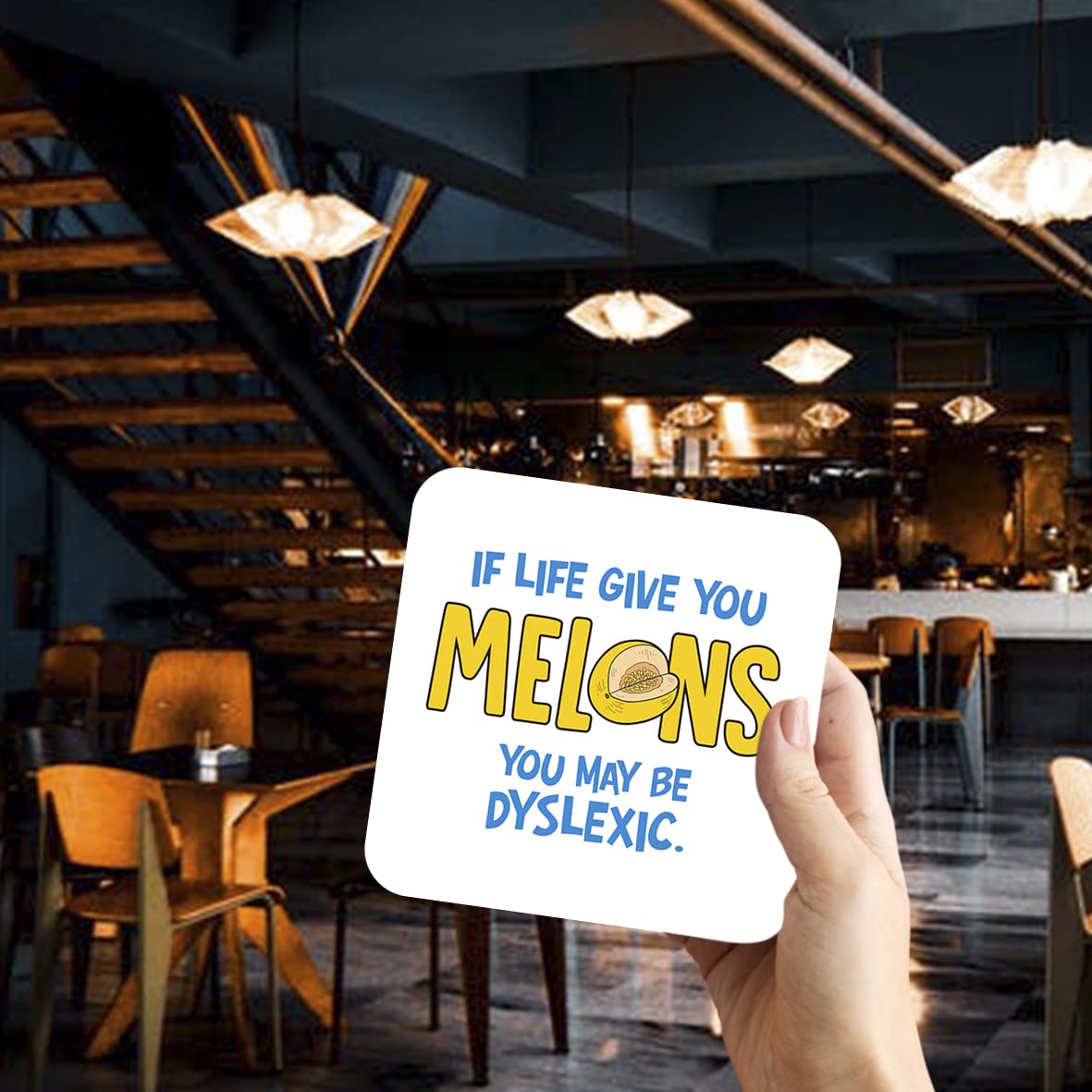 CS449 If Life give You Melons You May be Dyslexic Novelty Funny Coffee Tea Drink Gift Glossy MDF Wooden Coaster
