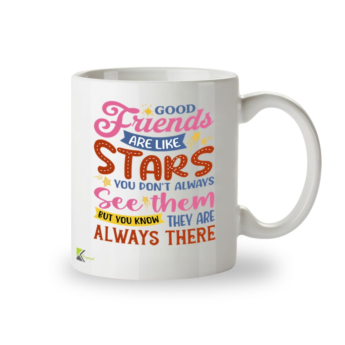 Kruzroyal Best Friend Mug Good Friends are Like Stars - 11oz Ceramic Coffee Tea Cup Gift for Women Friends Birthday Long Distance Friendship - Dishwasher Microwave Safe Sentimental Present