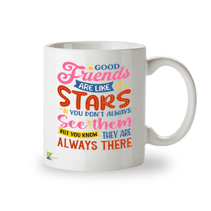 Kruzroyal Best Friend Mug Good Friends are Like Stars - 11oz Ceramic Coffee Tea Cup Gift for Women Friends Birthday Long Distance Friendship - Dishwasher Microwave Safe Sentimental Present
