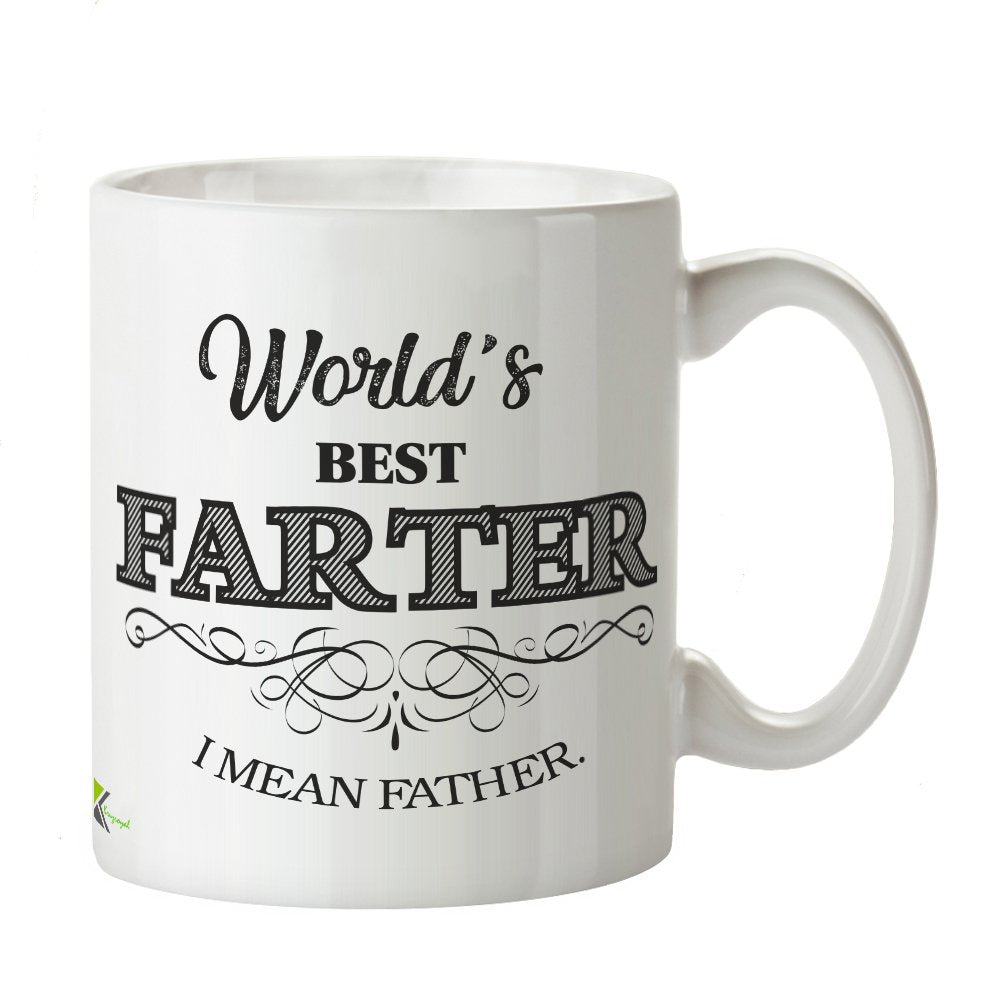 Kruzroyal Funny Farter Mug, World's Best Farter I Mean Father Design, Novelty Gag Gift for Dad or Husband, White Ceramic Coffee Tea Cup, 11 oz DZ142