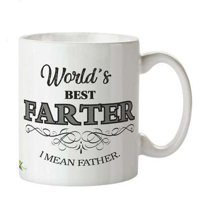 Kruzroyal Funny Farter Mug, World's Best Farter I Mean Father Design, Novelty Gag Gift for Dad or Husband, White Ceramic Coffee Tea Cup, 11 oz DZ142