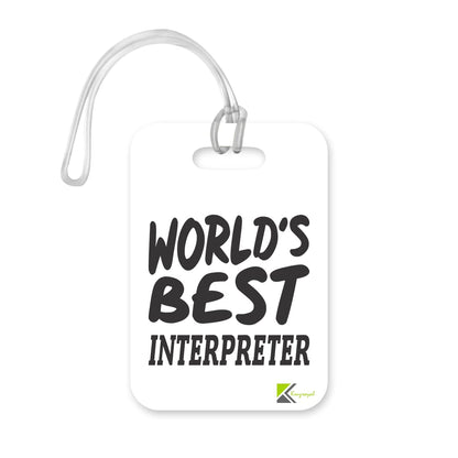 LT440 World's Best Interpreter Novelty Funny Unique Designer Gift, Suitcase, Glossy Plastic Luggage Tag for Interpreter
