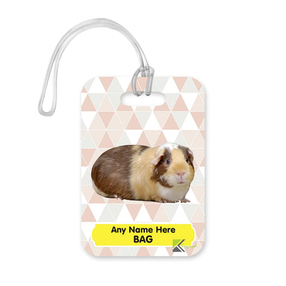 PLT257 Personalised Name's Bag with Guinea Pig Image Novelty Funny Unique Designer Gift Glossy Plastic Suitcase Luggage Tag