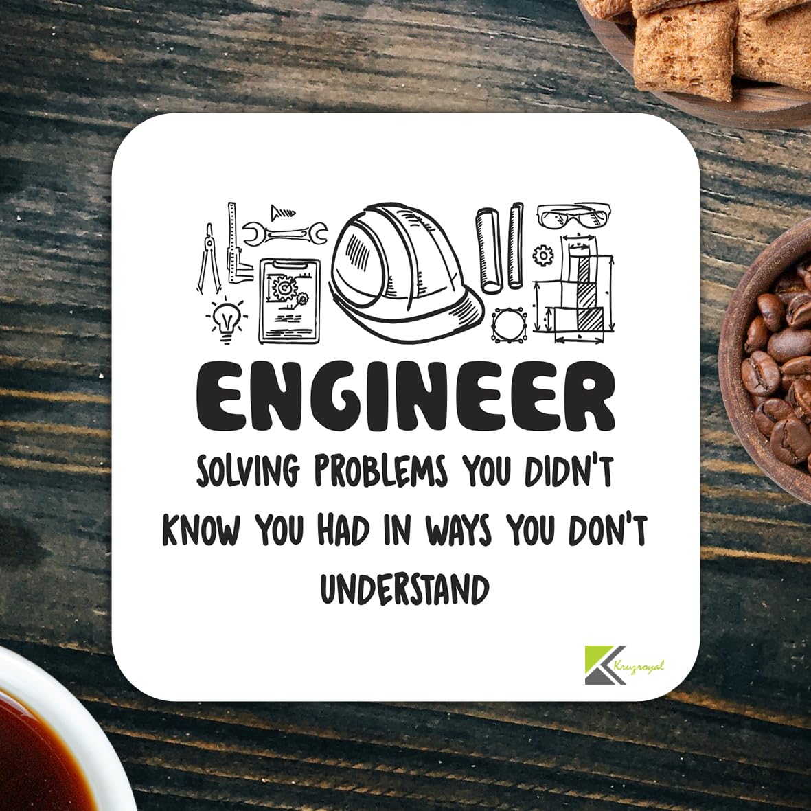 CS384 Engineer : Solving Problems You Didn't Know You had in Ways You Don't Understand Novelty Funny Coffee Tea Drink Gift Glossy MDF Wooden Coaster