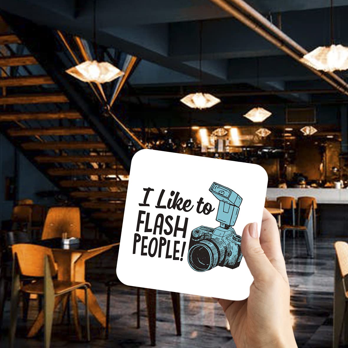 CS436 I like to flash people - Photographer Novelty Funny Coffee Tea Drink Gift Glossy MDF Wooden Coaster