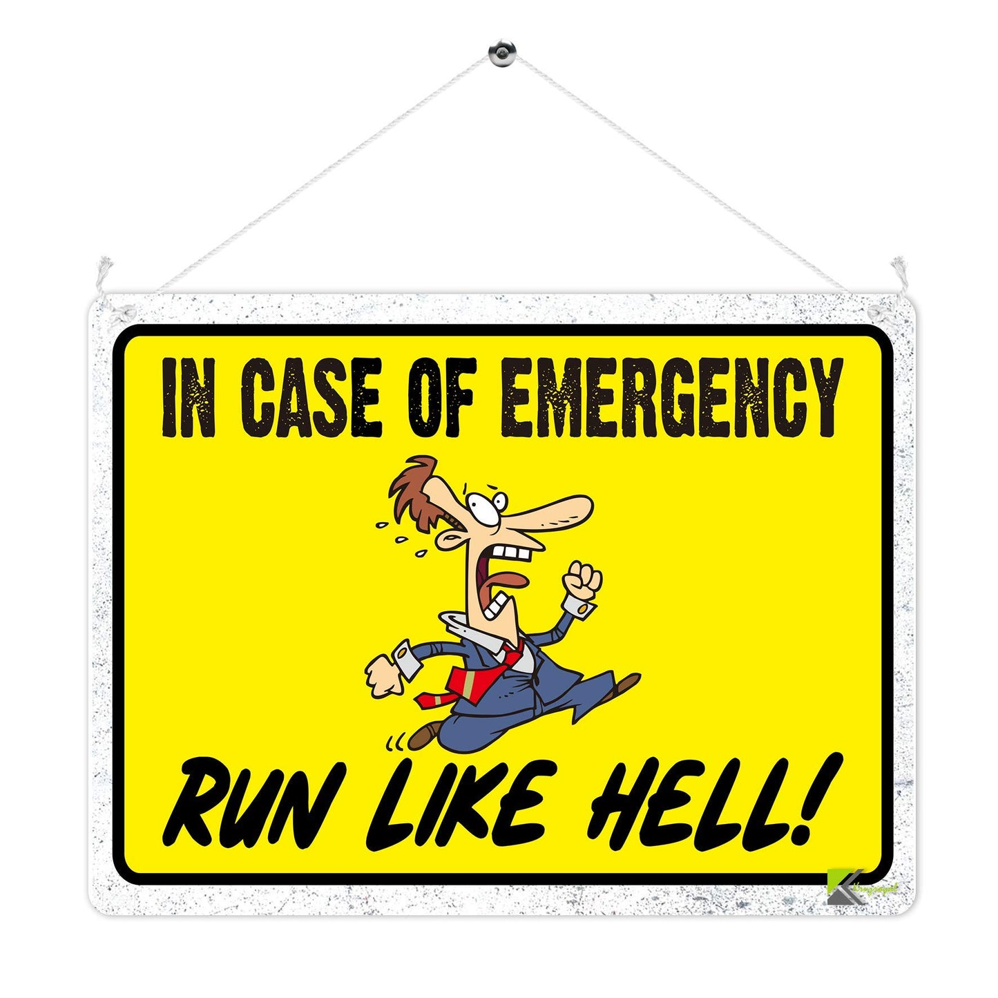 Kruzroyal MP328 In case of emergency, Run like hell! Funny Novelty Retro Vintage Metal Wall Sign Plaque 20cm x 15cm