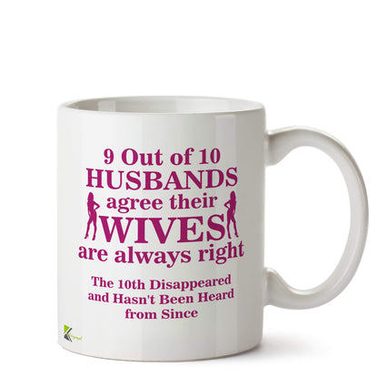 Kruzroyal Funny Husband Wife Always Right Mug | Humour Ceramic Coffee Tea Cup Gift for Spouse, Partner, Married Couples