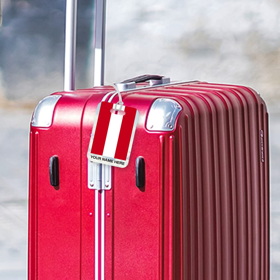 PLT266 Personalised Name with Austria Flag Novelty Funny Unique Designer Gift Glossy Plastic Suitcase Luggage Tag