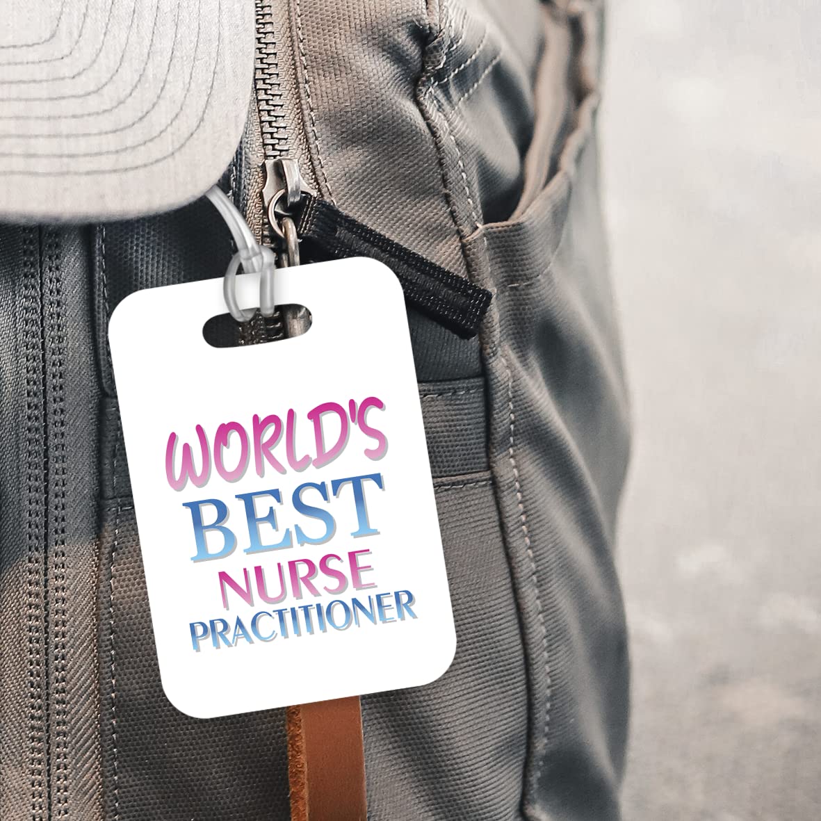 LT489 World's Best Nurse Practitioner Novelty Funny Unique Designer Gift, Suitcase, Glossy Plastic Luggage Tag for Nurse Practitioner