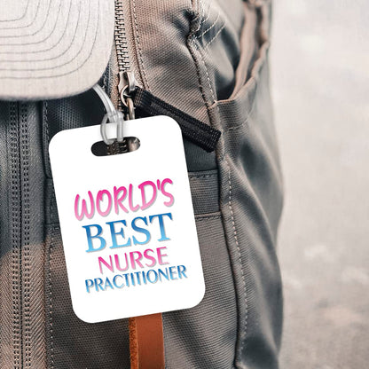 LT489 World's Best Nurse Practitioner Novelty Funny Unique Designer Gift, Suitcase, Glossy Plastic Luggage Tag for Nurse Practitioner