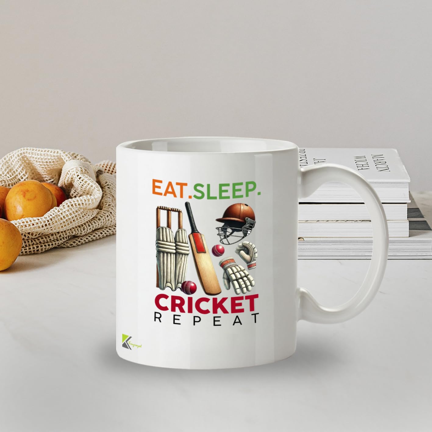 Kruzroyal Funny Cricket Mug | Eat Sleep Cricket Repeat | Cricket Gifts for Men Dad Him | 11oz Ceramic Coffee Mug
