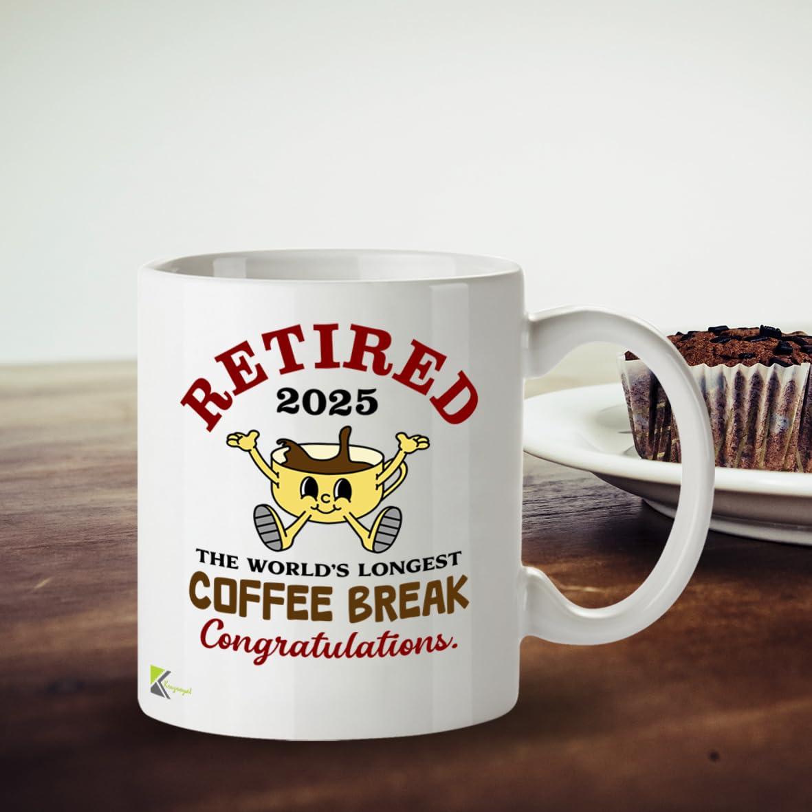 Kruzroyal Retired 2025 Funny Retirement Mug - 11oz Ceramic Cup for Men, Women, Coworkers - World's Longest Coffee Break Gag Gift