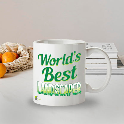 Kruzroyal DZ832 World's Best Landscaper Mug 11oz - White Ceramic Coffee & Tea Cup for Gardener, Landscape Architect - Birthday, Thank You Present