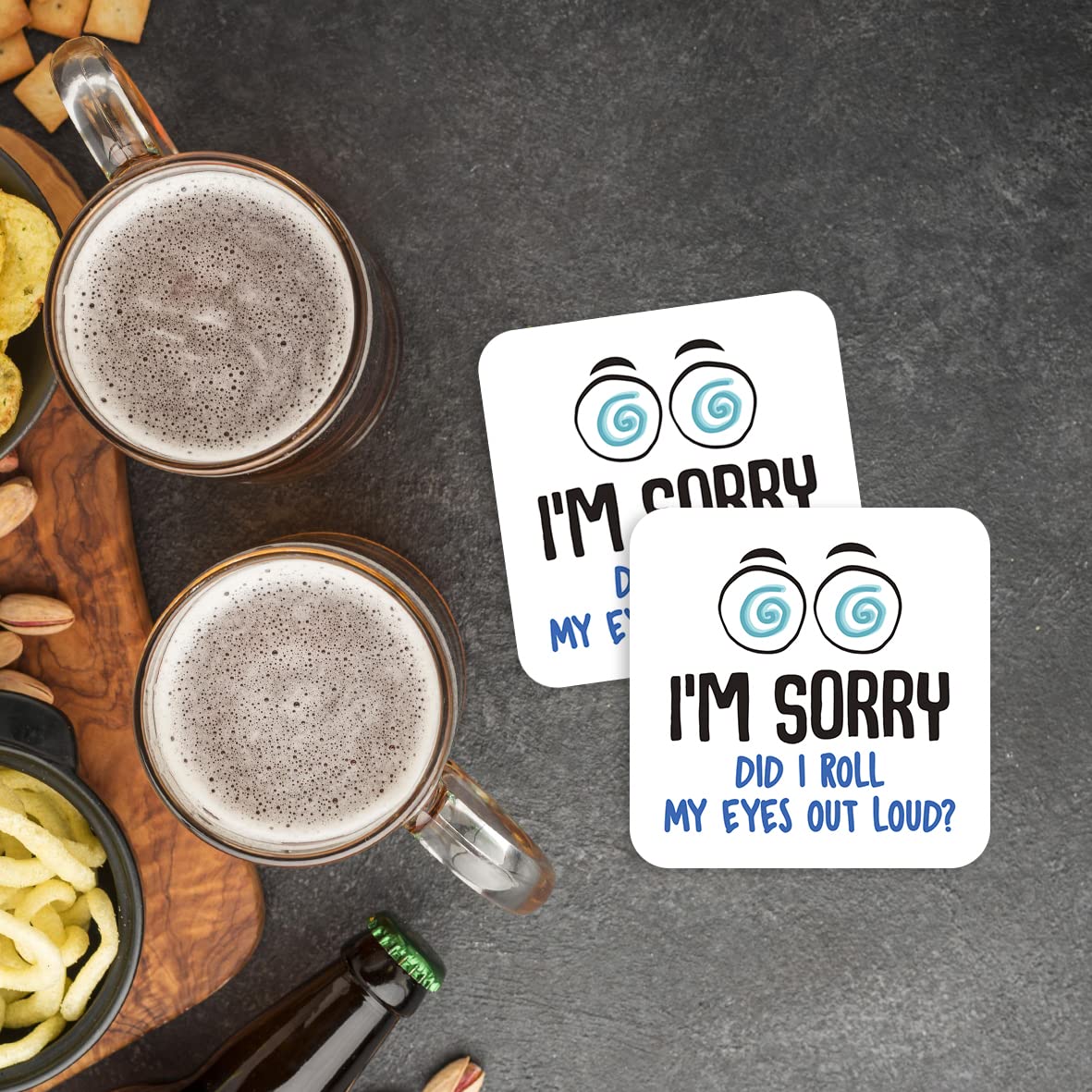 CS560 I'm sorry did i roll my eyes out loud? Novelty Funny Coffee Tea Drink Gift Glossy MDF Wooden Coaster | Gifts for Colleagues, Friends, Women, Men | Novelty Office Desk Accessory