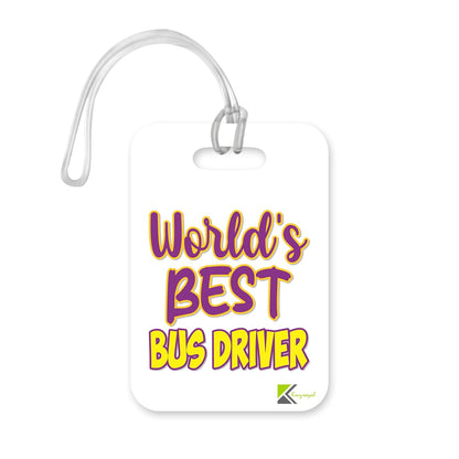 LT478 World's Best Bus Driver Novelty Funny Unique Designer Gift, Suitcase, Glossy Plastic Luggage Tag for Bus Driver