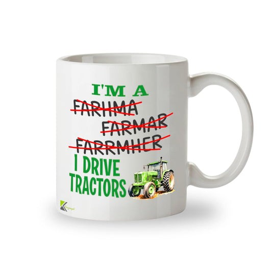 Kruzroyal Tractor Mug Funny Farmer Gift 11oz/325ml - I Drive Tractors Ceramic Coffee Cup for Men Dad Grandad - Farming Agricultural Present