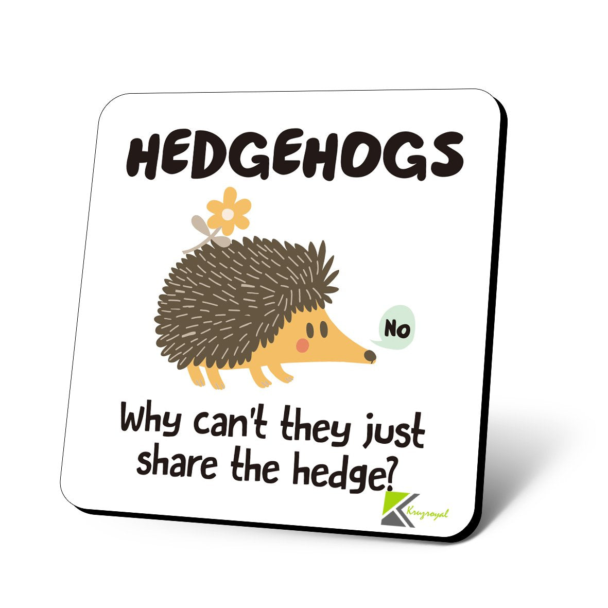 CS723 Hedgehogs Why Can't They just Share The Hedge? Novelty Funny Coffee Tea Drink Gift Glossy MDF Wooden Coaster