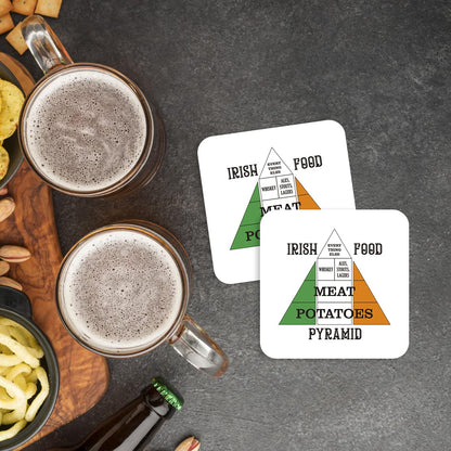 CS493 Irish Food Pyramid Novelty Funny Coffee Tea Drink Gift Glossy MDF Wooden Coaster
