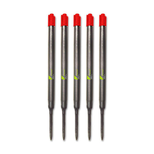 5 x Red Quality Refills Compatible for Parker Ballpoint Medium Point - (Pack of 5)