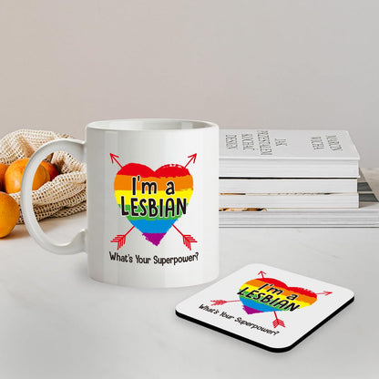 Kruzroyal SM024 I'm a Lesbian, What's Your Superpower? - 11OZ Mug & Matching Coaster Set