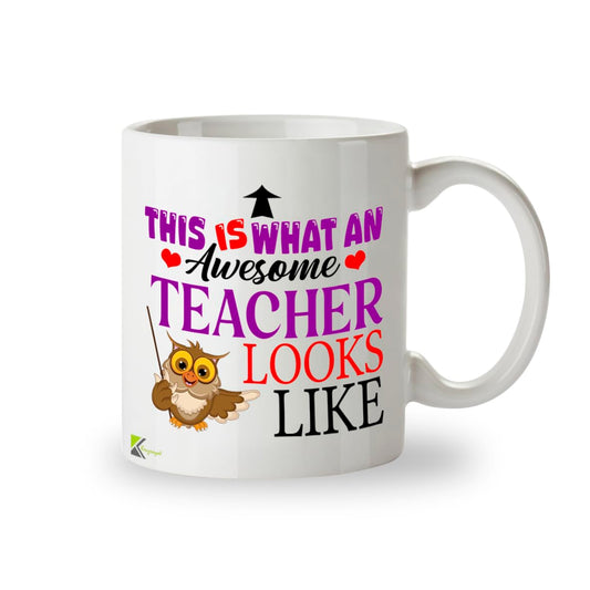 Kruzroyal Awesome Teacher Funny Mug - 11oz Ceramic Cup for Men & Women - Appreciation Gift for Educators