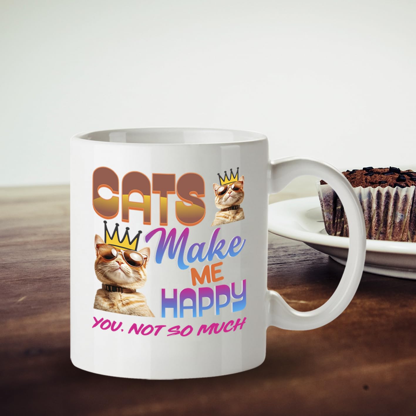 Kruzroyal Cats Make Me Happy Funny Coffee Mug - Sarcastic Cat Lover Novelty Cup Great Gift for Men Women Mom Dad