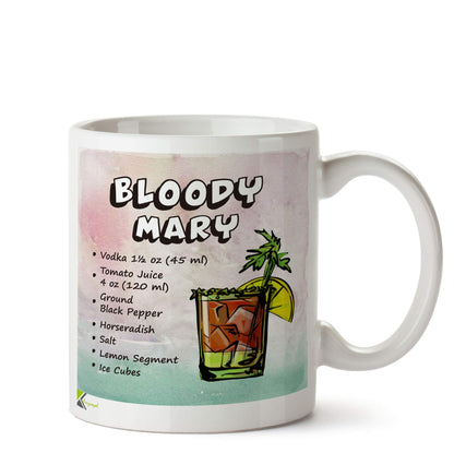 Kruzroyal DZ792 Drink Recipe Bloody Mary Funny Novelty Great Gift Idea Coffee Tea Ceramic Mug